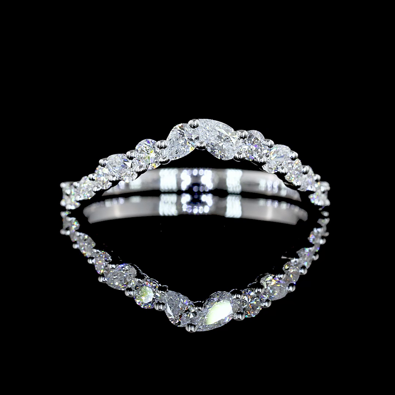 3/8ctw Prong Inclined Round & Pear Special Band