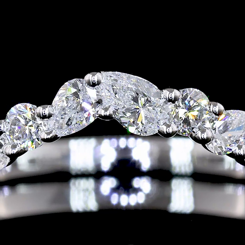 3/8ctw Prong Inclined Round & Pear Special Band