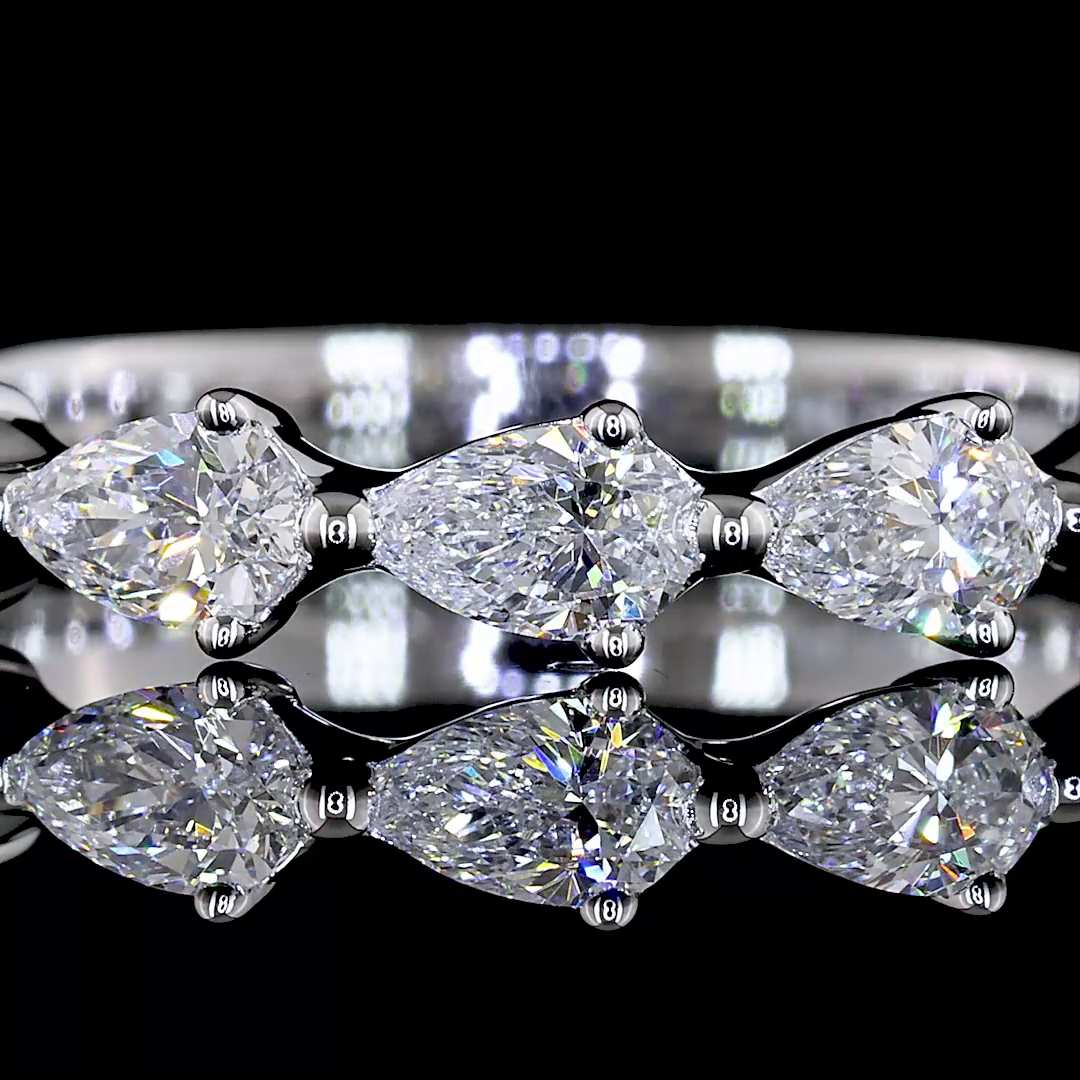 1ctw Prong East West Pear 3/4 Eternity Band