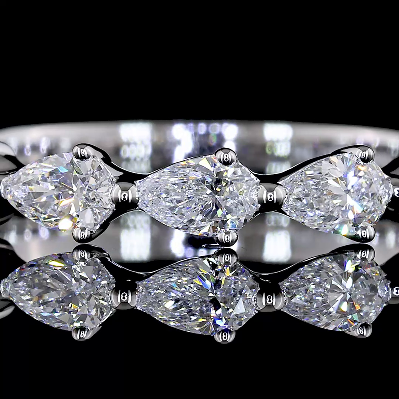 1ctw Prong East West Pear 3/4 Eternity Band