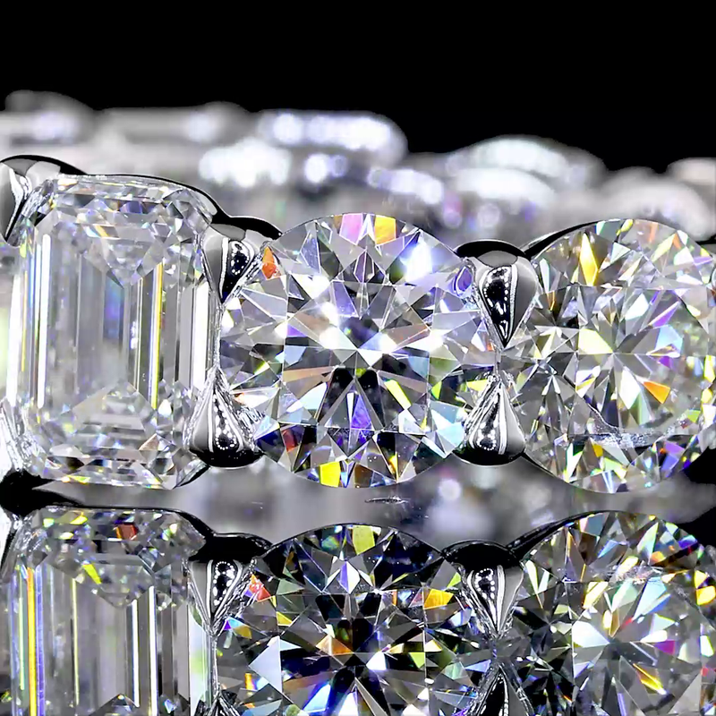 8ctw Emerald & Oval Prong Diamond Eternity Band