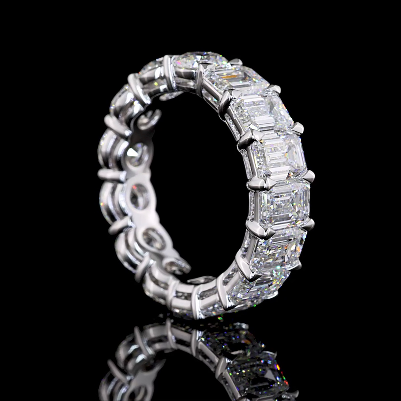 8ctw Emerald & Oval Prong Diamond Eternity Band