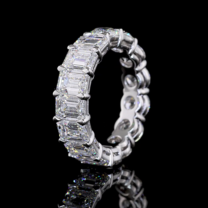 8ctw Emerald & Oval Prong Diamond Eternity Band