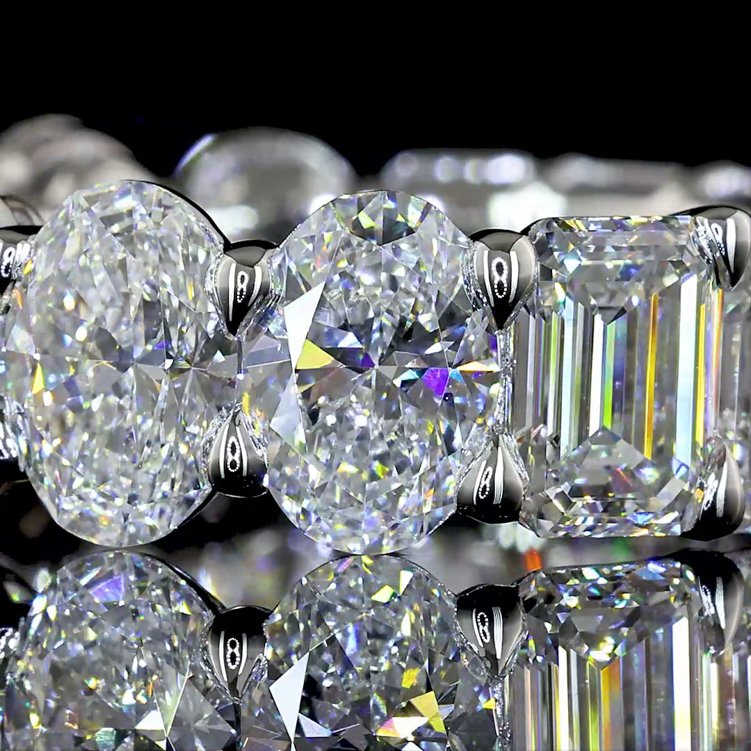 9ctw Emerald & Oval Prong Diamond Eternity Band