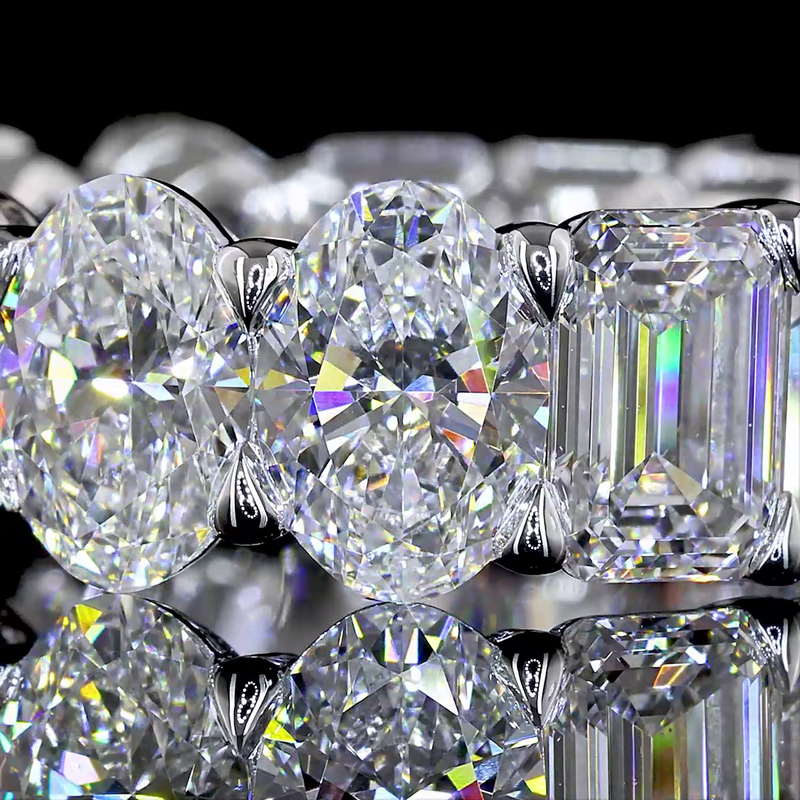 10ctw Emerald & Oval Prong Diamond Eternity Band