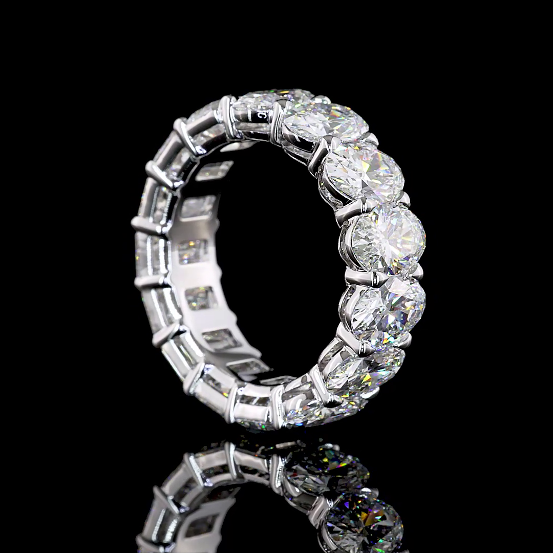 10ctw Emerald & Oval Prong Diamond Eternity Band