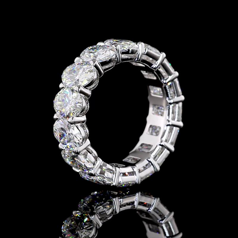 10ctw Emerald & Oval Prong Diamond Eternity Band