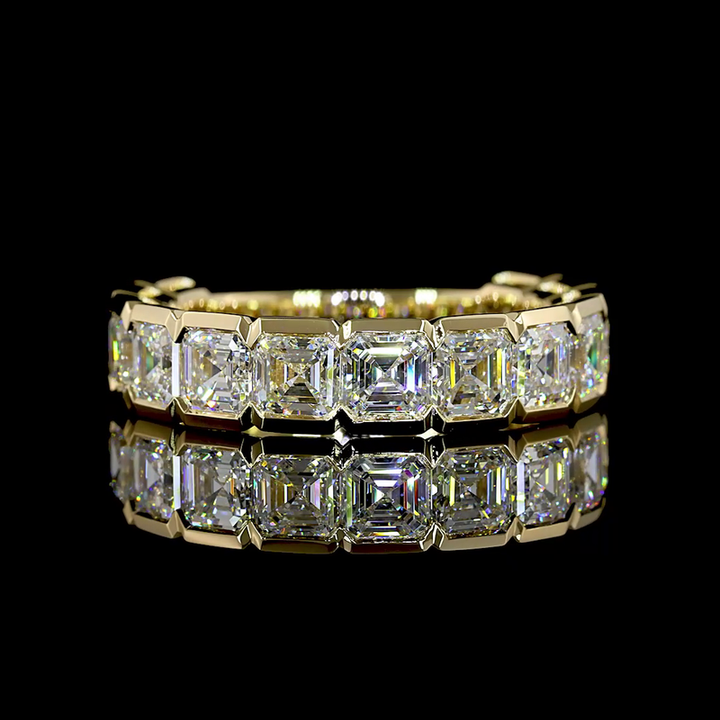 4ctw Asscher Half Bezel Diamond 3/4 Eternity Band