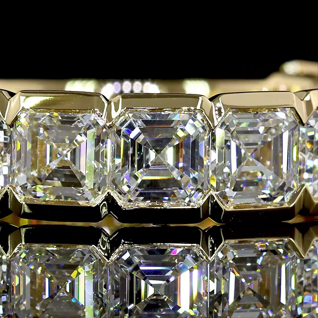 4ctw Asscher Half Bezel Diamond 3/4 Eternity Band