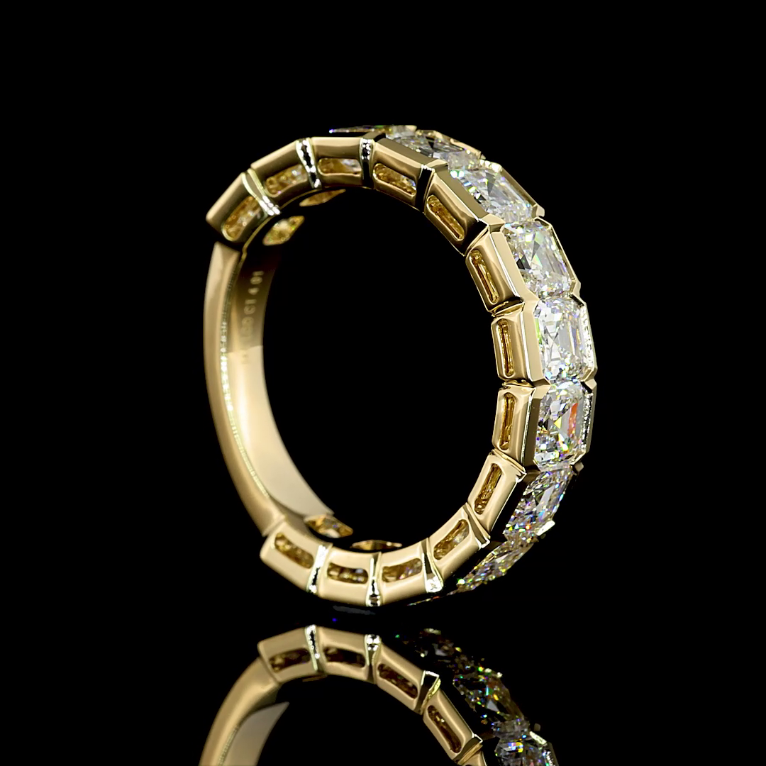 4ctw Asscher Half Bezel Diamond 3/4 Eternity Band