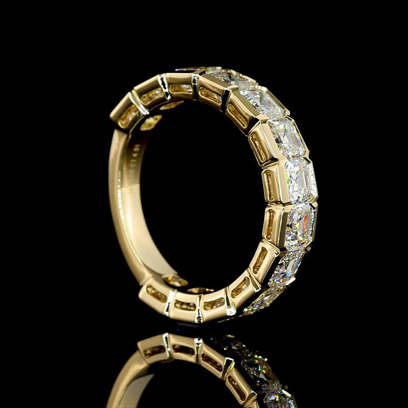 4ctw Asscher Half Bezel Diamond 3/4 Eternity Band