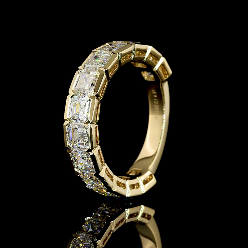 4ctw Asscher Half Bezel Diamond 3/4 Eternity Band