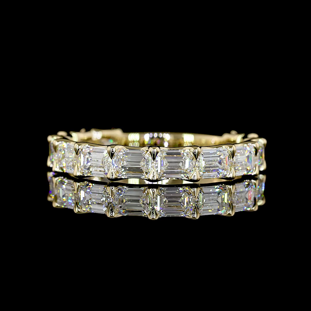 2-1/2ctw Emerald East West U Prong Diamond 3/4 Eternity Band