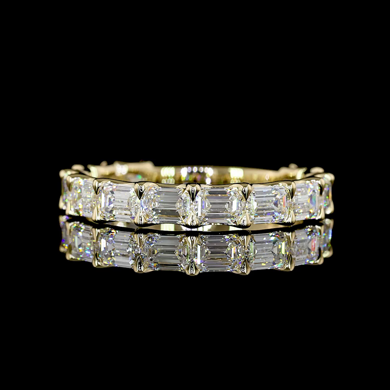 2-1/2ctw Emerald East West U Prong Diamond 3/4 Eternity Band