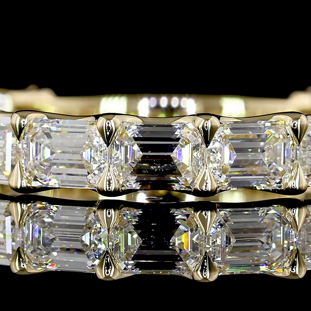2-1/2ctw Emerald East West U Prong Diamond 3/4 Eternity Band