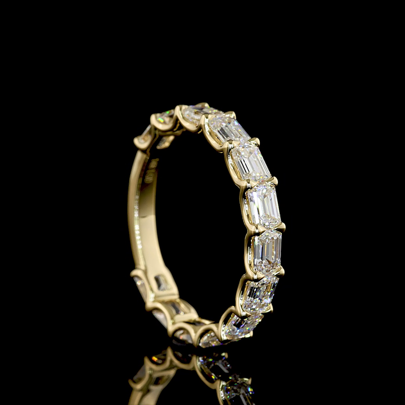 2-1/2ctw Emerald East West U Prong Diamond 3/4 Eternity Band