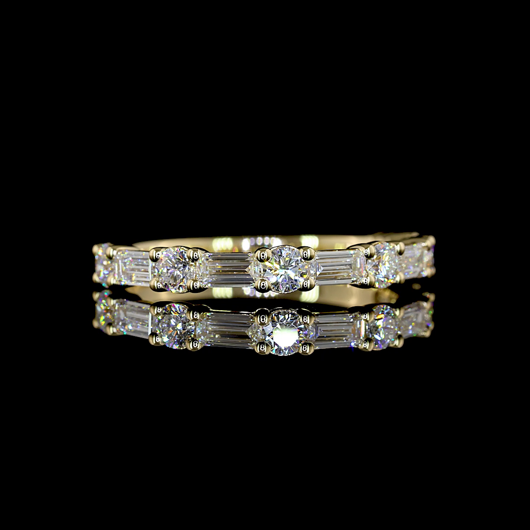 3/4ctw Prong East West Baguette & Round Half Eternity Band