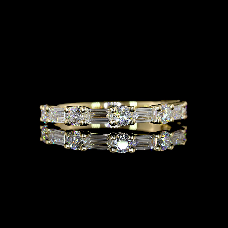 3/4ctw Prong East West Baguette & Round Half Eternity Band
