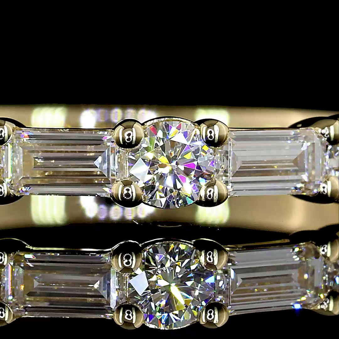 3/4ctw Prong East West Baguette & Round Half Eternity Band