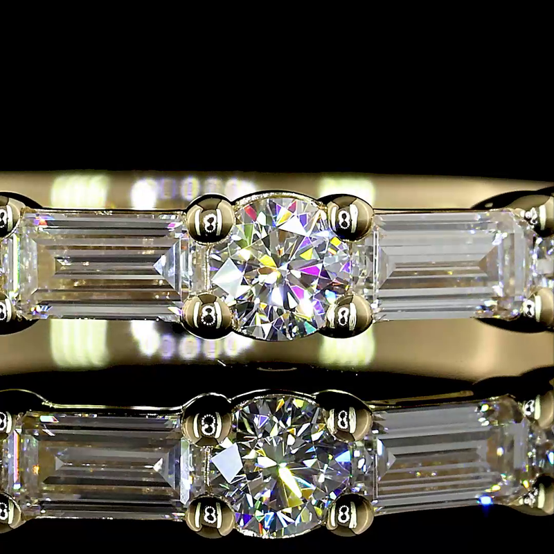3/4ctw Prong East West Baguette & Round Half Eternity Band