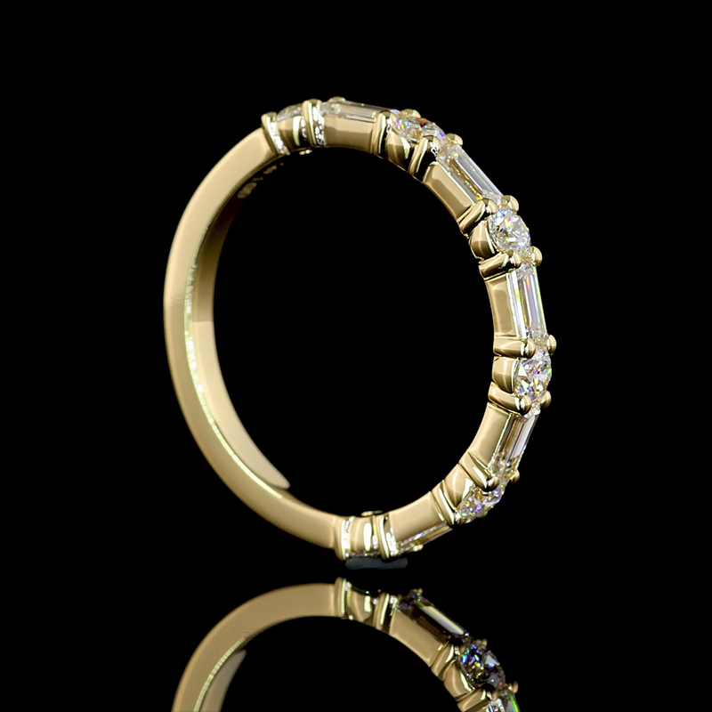 3/4ctw Prong East West Baguette & Round Half Eternity Band
