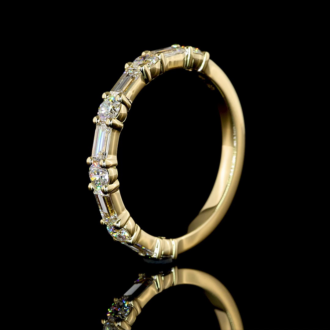 3/4ctw Prong East West Baguette & Round Half Eternity Band