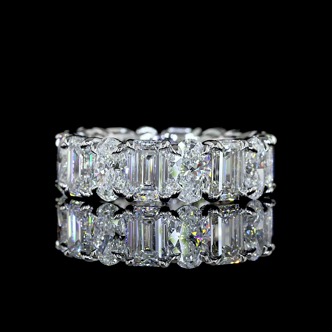 7ctw Emerald & Oval Prong Diamond Eternity Band