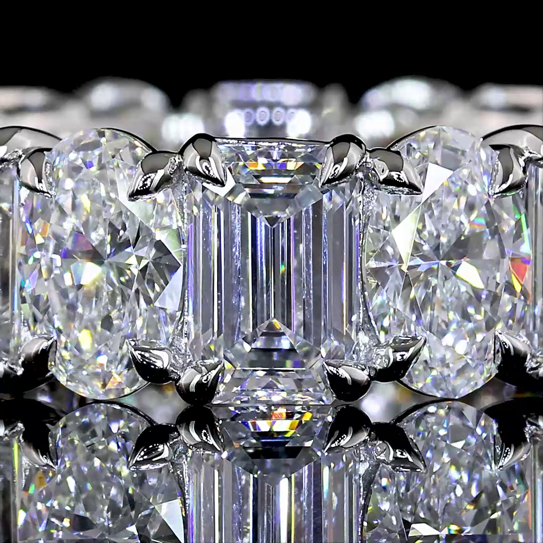 7ctw Emerald & Oval Prong Diamond Eternity Band