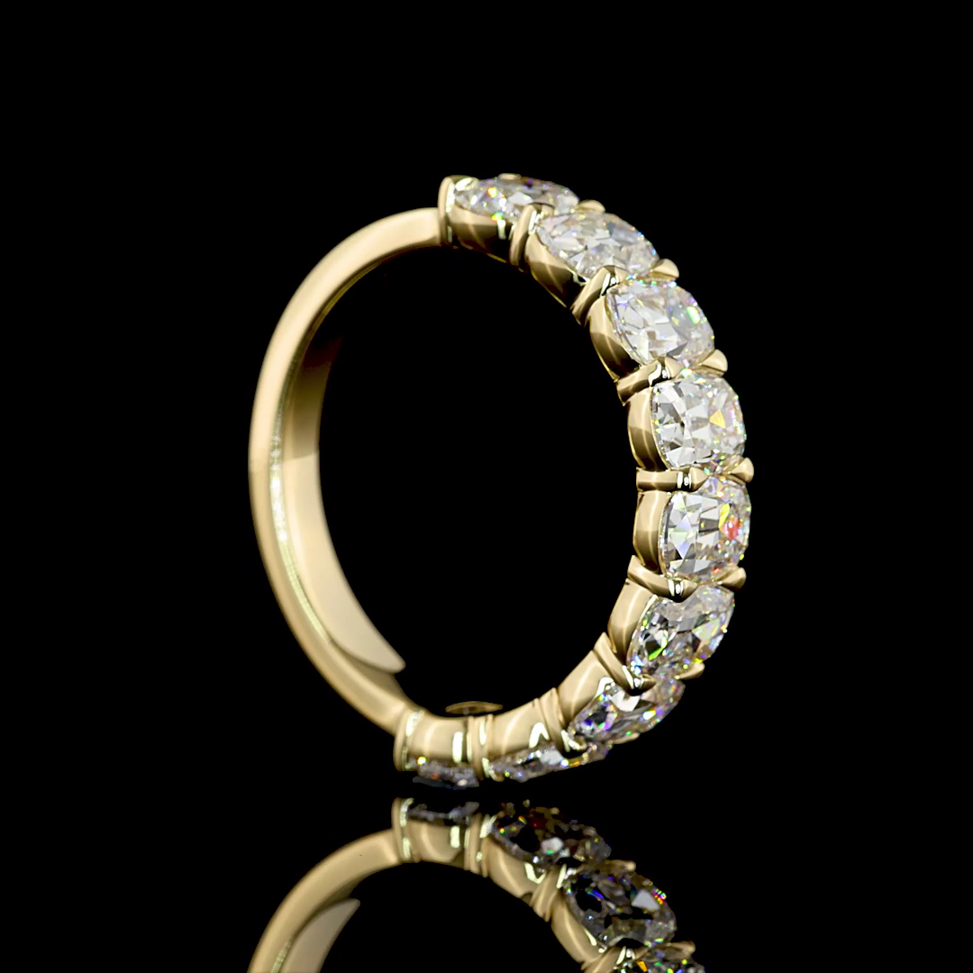 3-1/2ctw Antique Cushion Prong Diamond Half Eternity Band