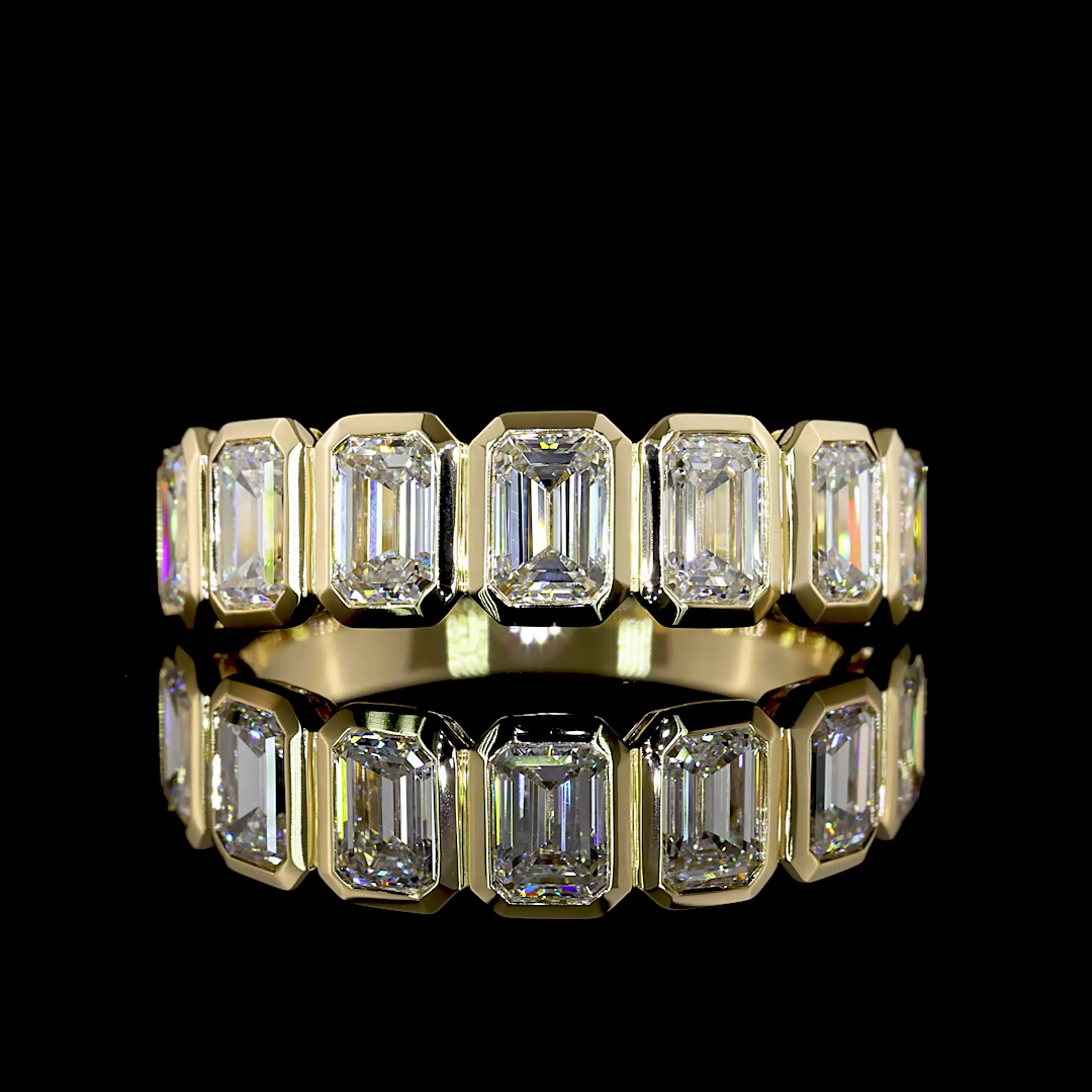 2ctw Bezel Emerald Seven Stone Band