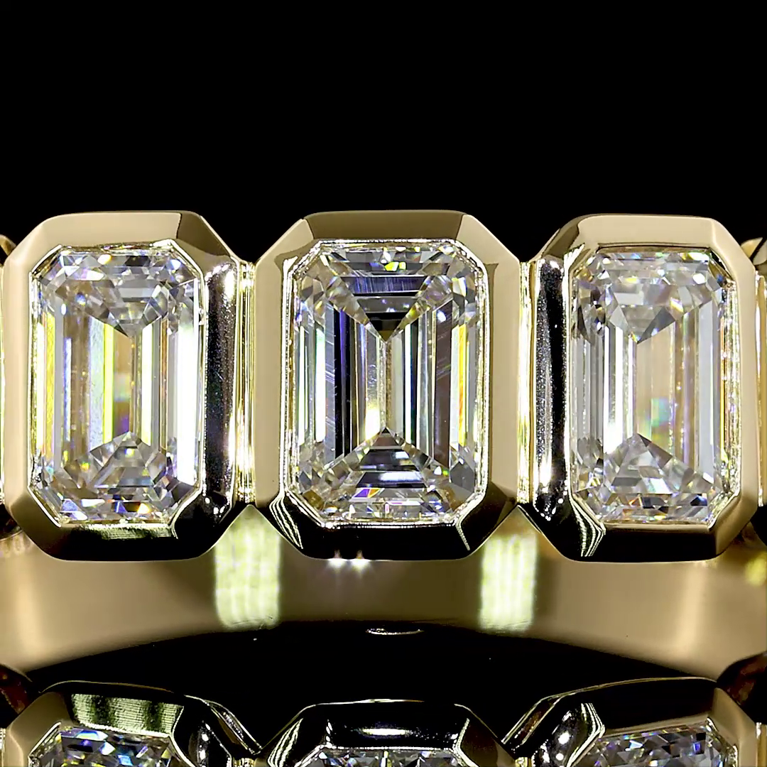 2ctw Bezel Emerald Seven Stone Band