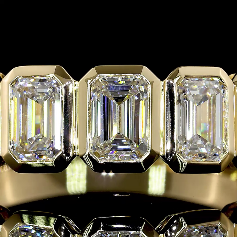 2ctw Bezel Emerald Seven Stone Band