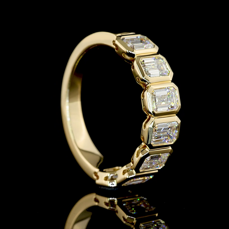 2ctw Bezel Emerald Seven Stone Band