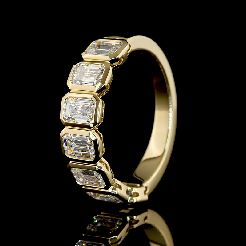 2ctw Bezel Emerald Seven Stone Band