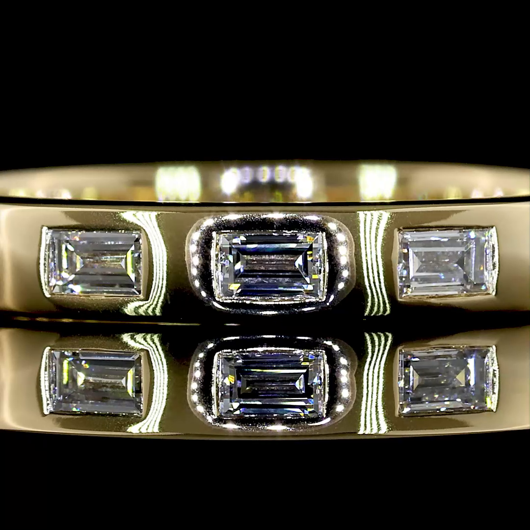 3/8ctw Flush East West Baguette 3/4 Eternity Band