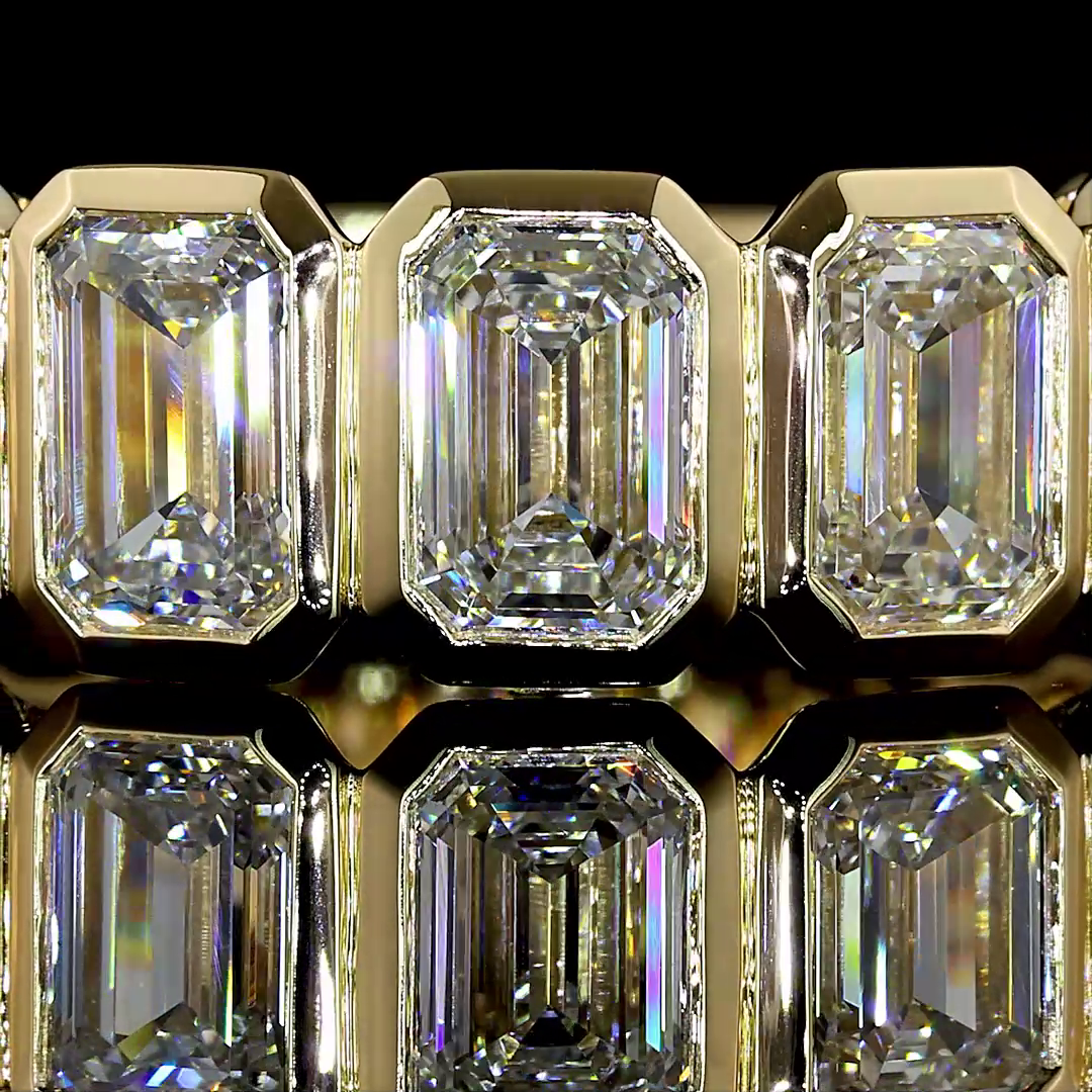 5ctw Emerald Bezel Diamond 3/4 Eternity Band