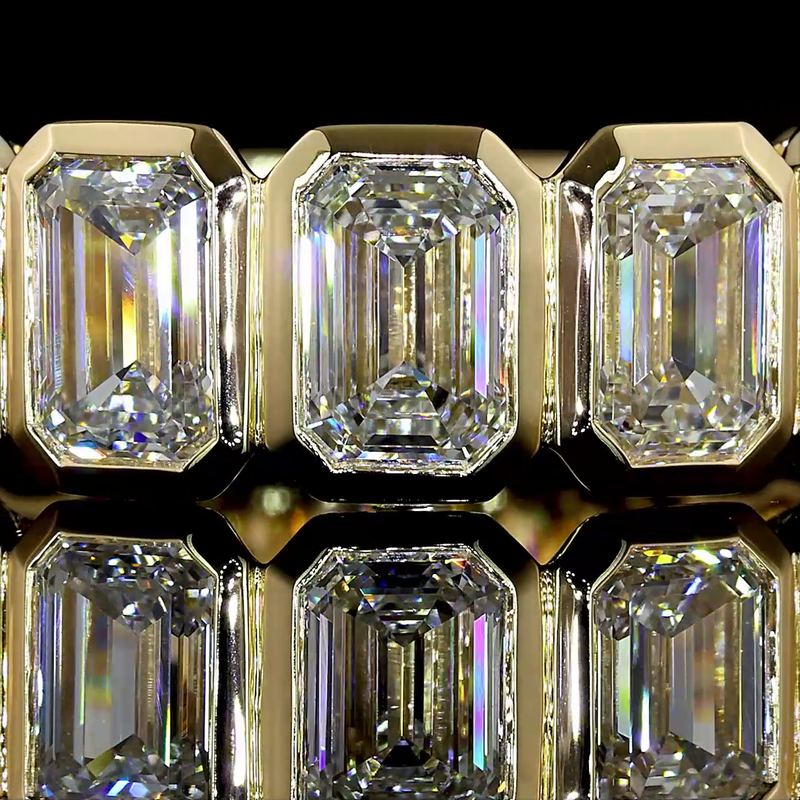 5ctw Emerald Bezel Diamond 3/4 Eternity Band