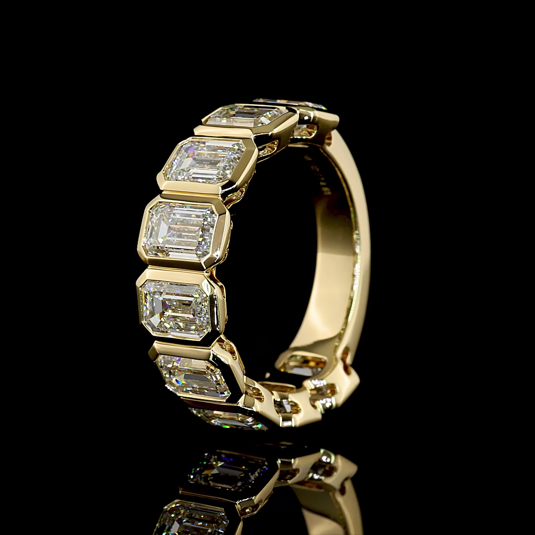 5ctw Emerald Bezel Diamond 3/4 Eternity Band