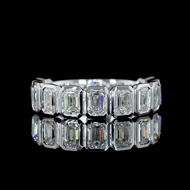 2ctw Emerald Bezel Diamond 3/4 Eternity Band