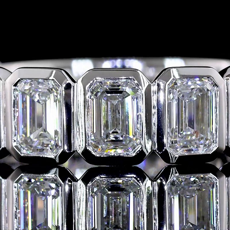 2ctw Emerald Bezel Diamond 3/4 Eternity Band