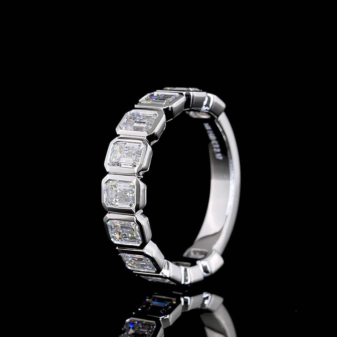 2ctw Emerald Bezel Diamond 3/4 Eternity Band