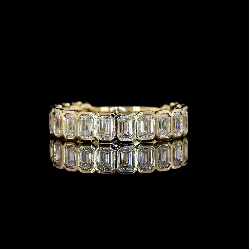 2ctw Emerald Bezel Diamond 3/4 Eternity Band