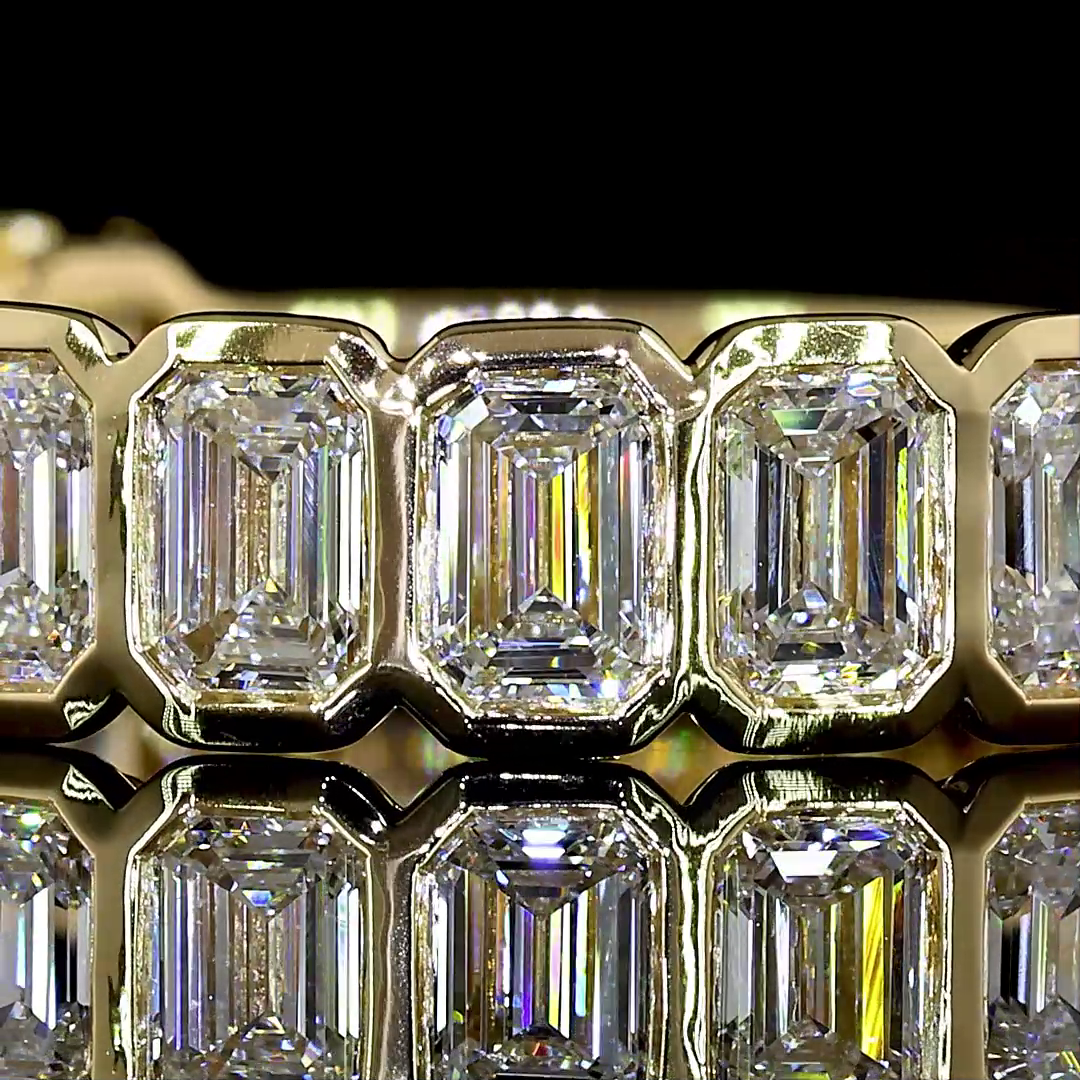 2ctw Emerald Bezel Diamond 3/4 Eternity Band