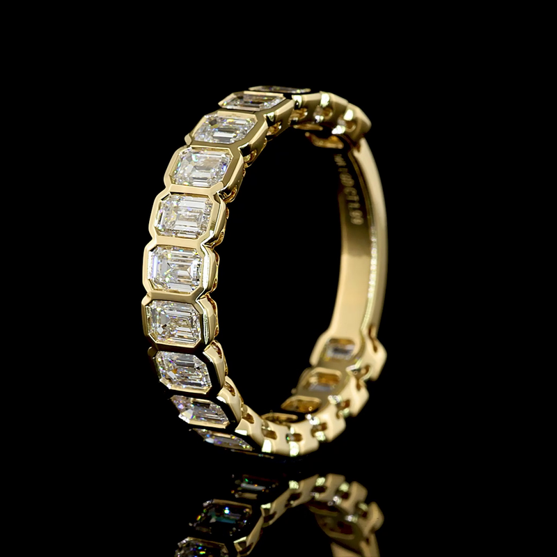 2ctw Emerald Bezel Diamond 3/4 Eternity Band