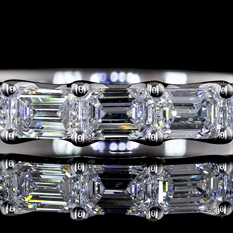 1ctw U Prong East West Emerald Half Eternity Band