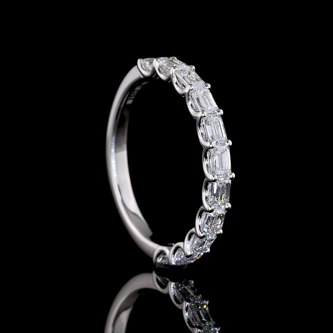 1ctw U Prong East West Emerald Half Eternity Band