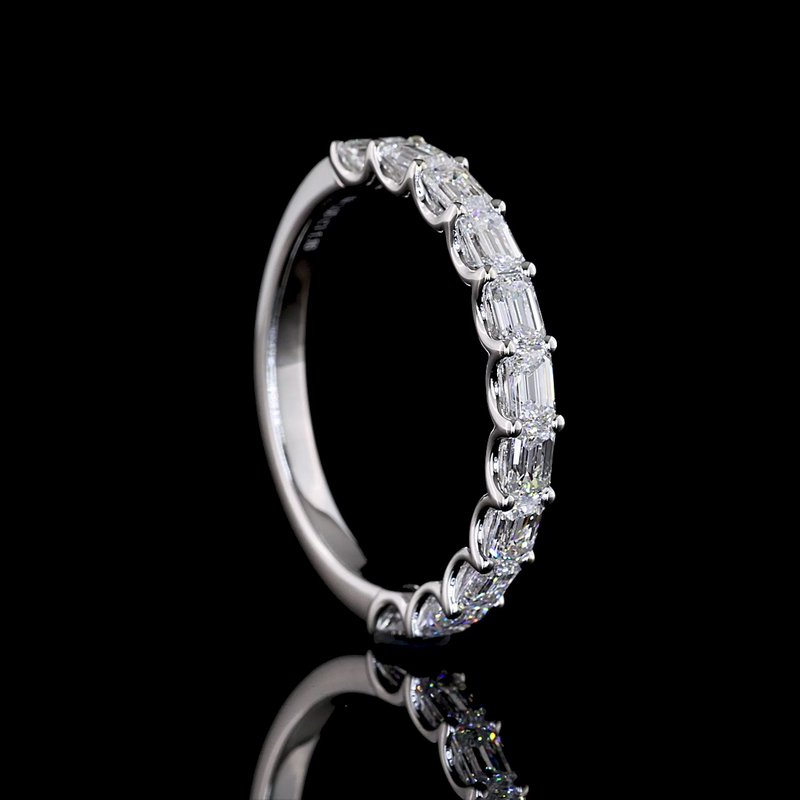 1ctw U Prong East West Emerald Half Eternity Band