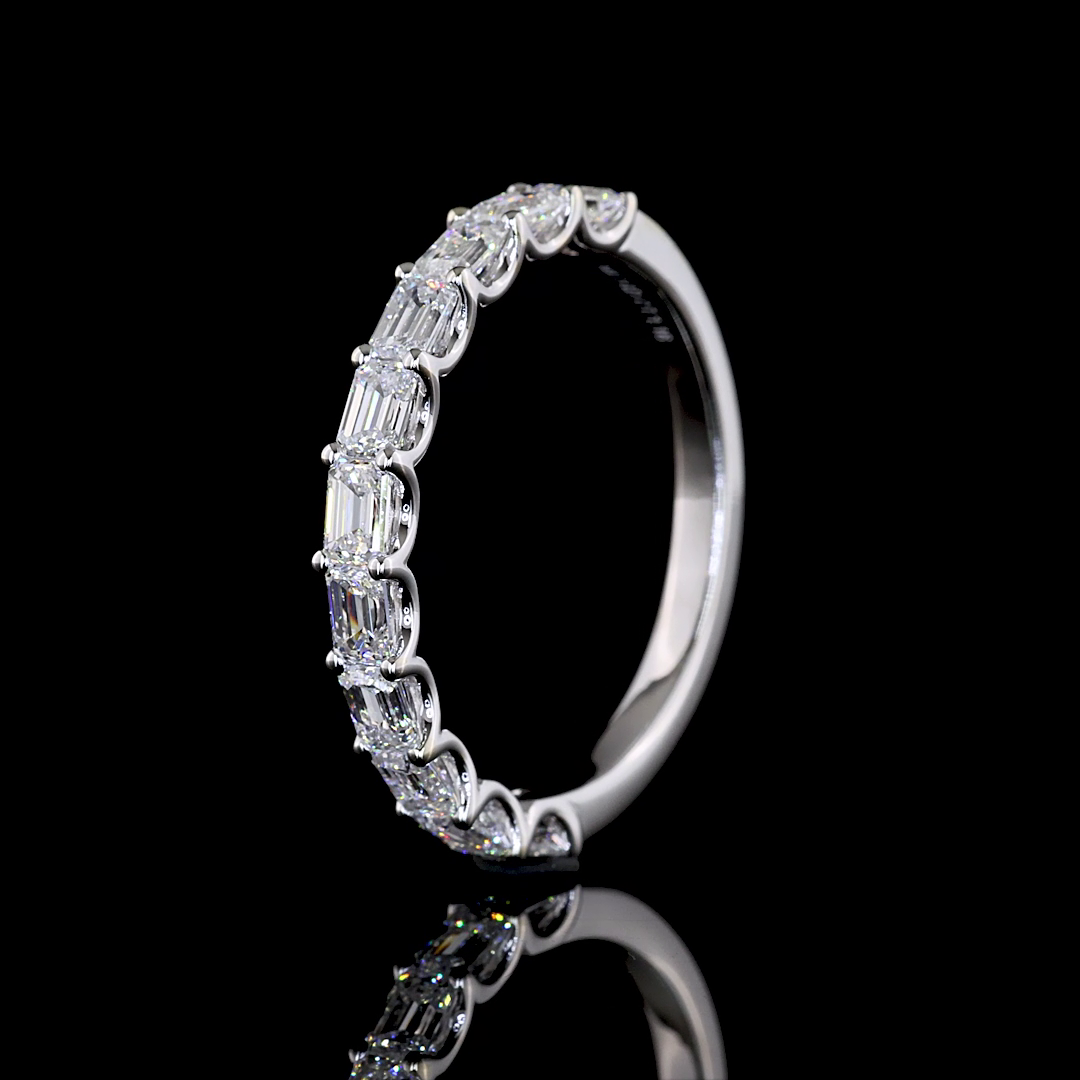 1ctw U Prong East West Emerald Half Eternity Band