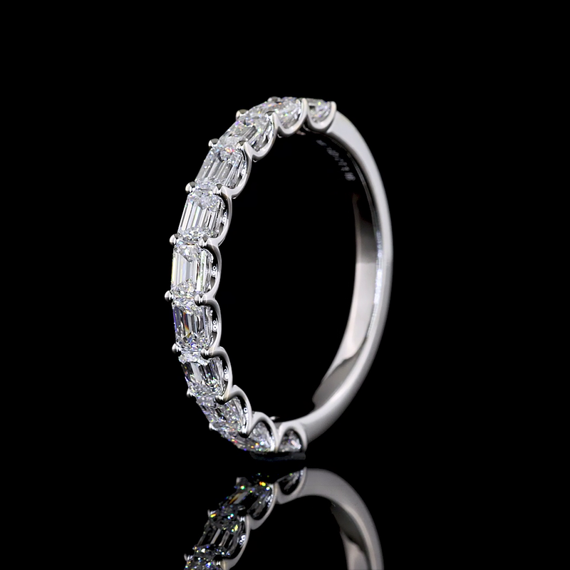 1ctw U Prong East West Emerald Half Eternity Band