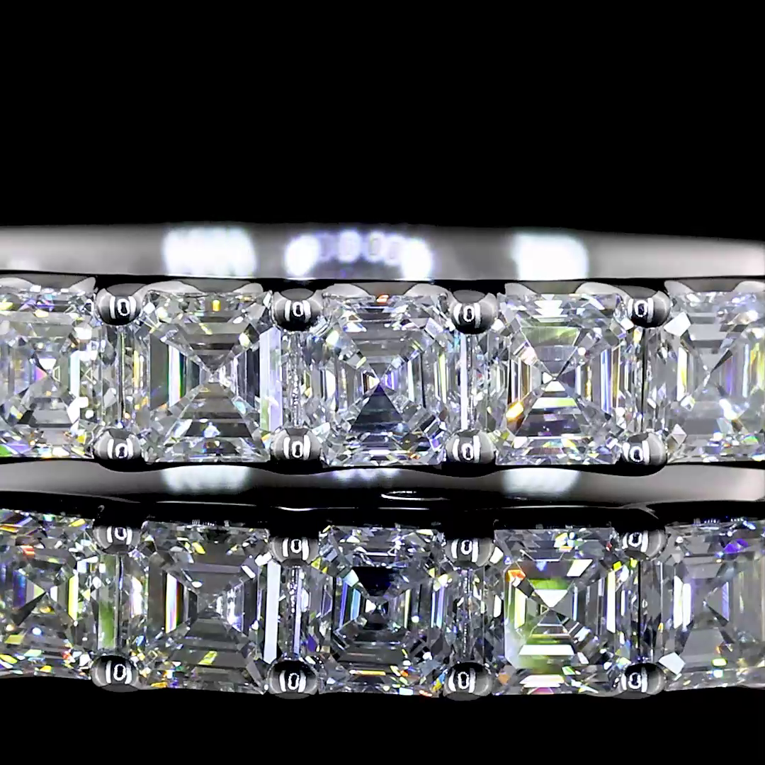 3/4ctw U Prong Asscher Half Eternity Band